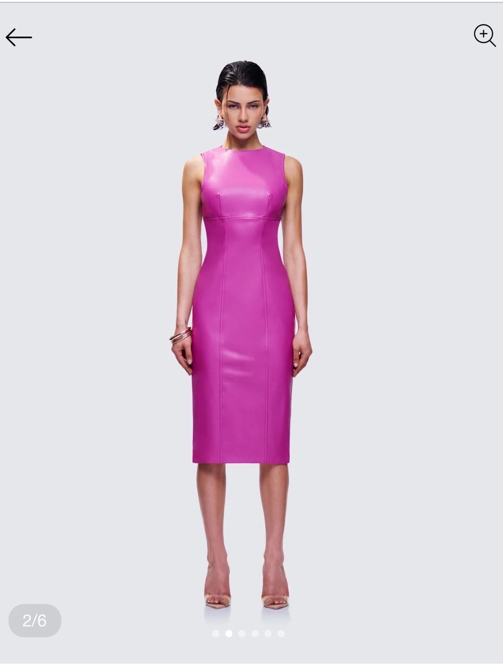 Finesse Sleek Hot Pink Sleeveless Midi Sheath Dress